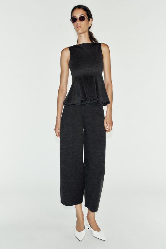 SOFT PEPLUM TOP - Anthracite grey by Zara - Image 0