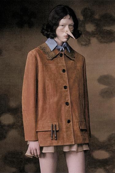 100% SUEDE LEATHER JACKET - Burnt orange by Zara - Image 0