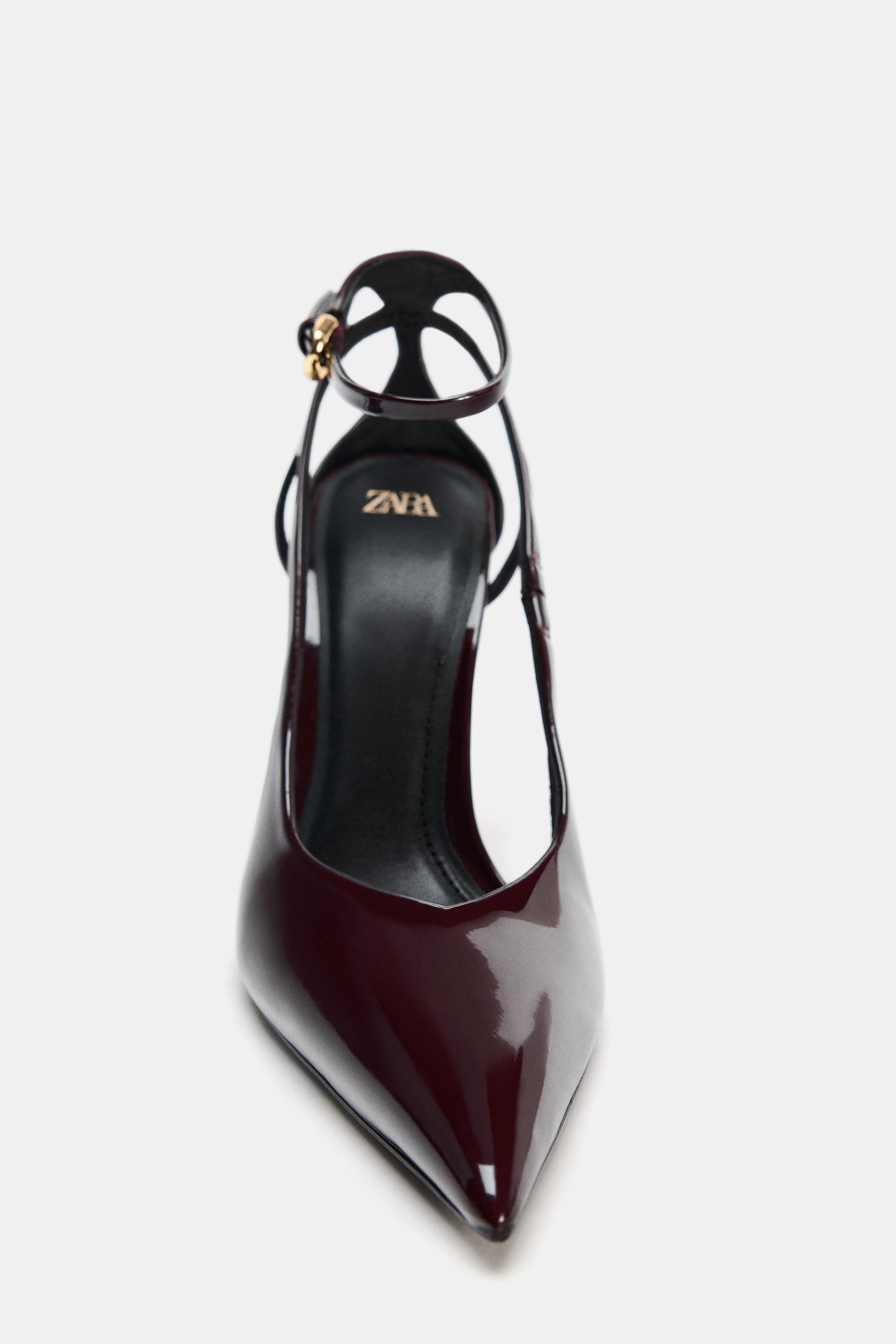 SAPATO DE SALTO COM EFEITO ENVERNIZADO - Vermelho-bordô | ZARA Brasil