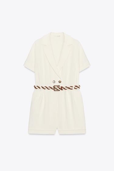 COMBI-SHORT CEINTURE TRESSÉE - Beige clair de Zara - Image 4