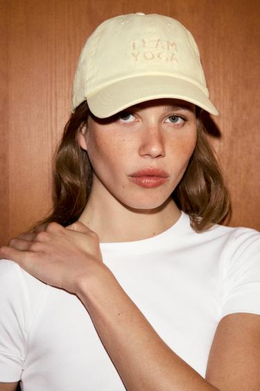 DOG SLOGAN TWILL CAP - Light yellow by Zara - Image 0