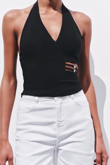 CUT-OUT HALTER TOP - Black by Zara - Image 4