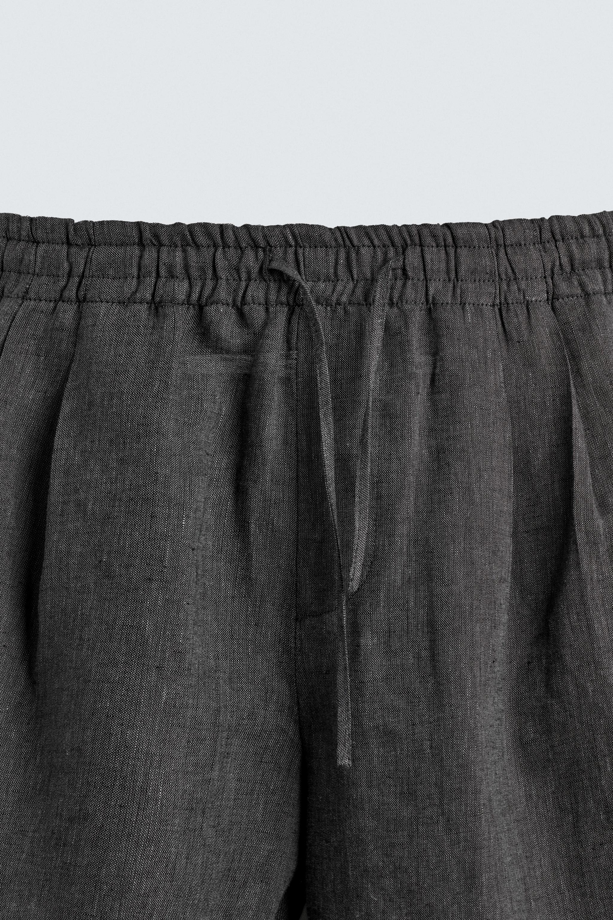 100% LINEN PLEATED SHORTS