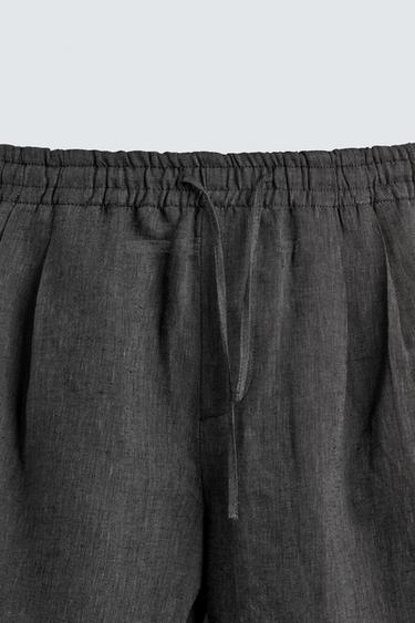 SHORT 100% LIN À PLIS - Plomb de Zara - Image 7