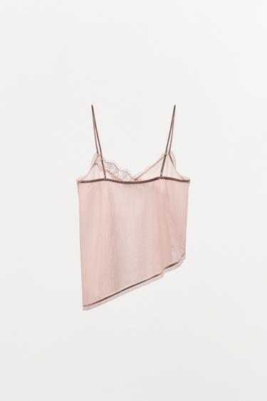 TOP À BRETELLES EN ORGANZA - Rose de Zara - Image 5