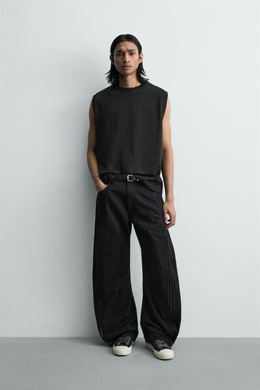 BARREL FIT JEANS WITH ZIPS - Black by Zara