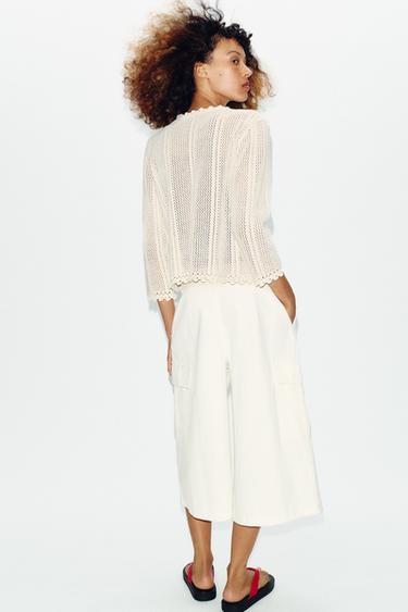 GILET EN MAILLE POINTELLE - Écru de Zara - Image 2