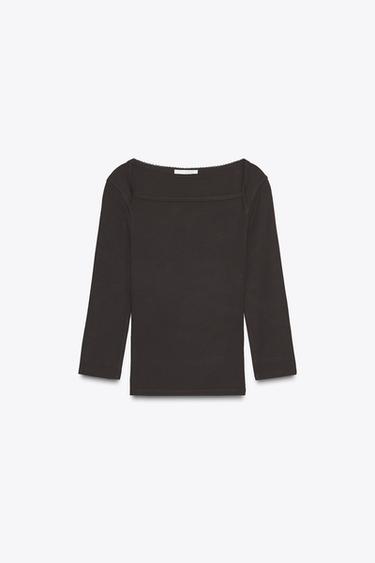 ÁO PHÔNG COTTON MODAL - Màu nâu từ Zara