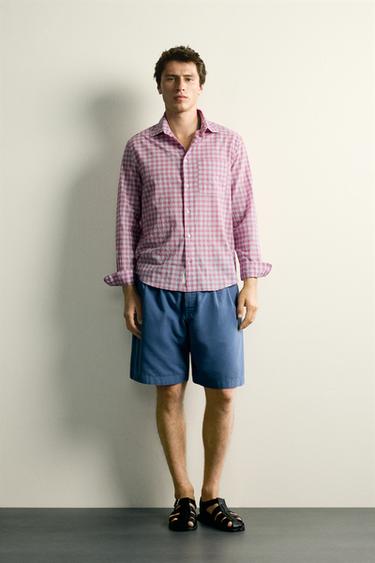RELAXED FIT CHECK SHIRT - Pink by Zara - Image 0