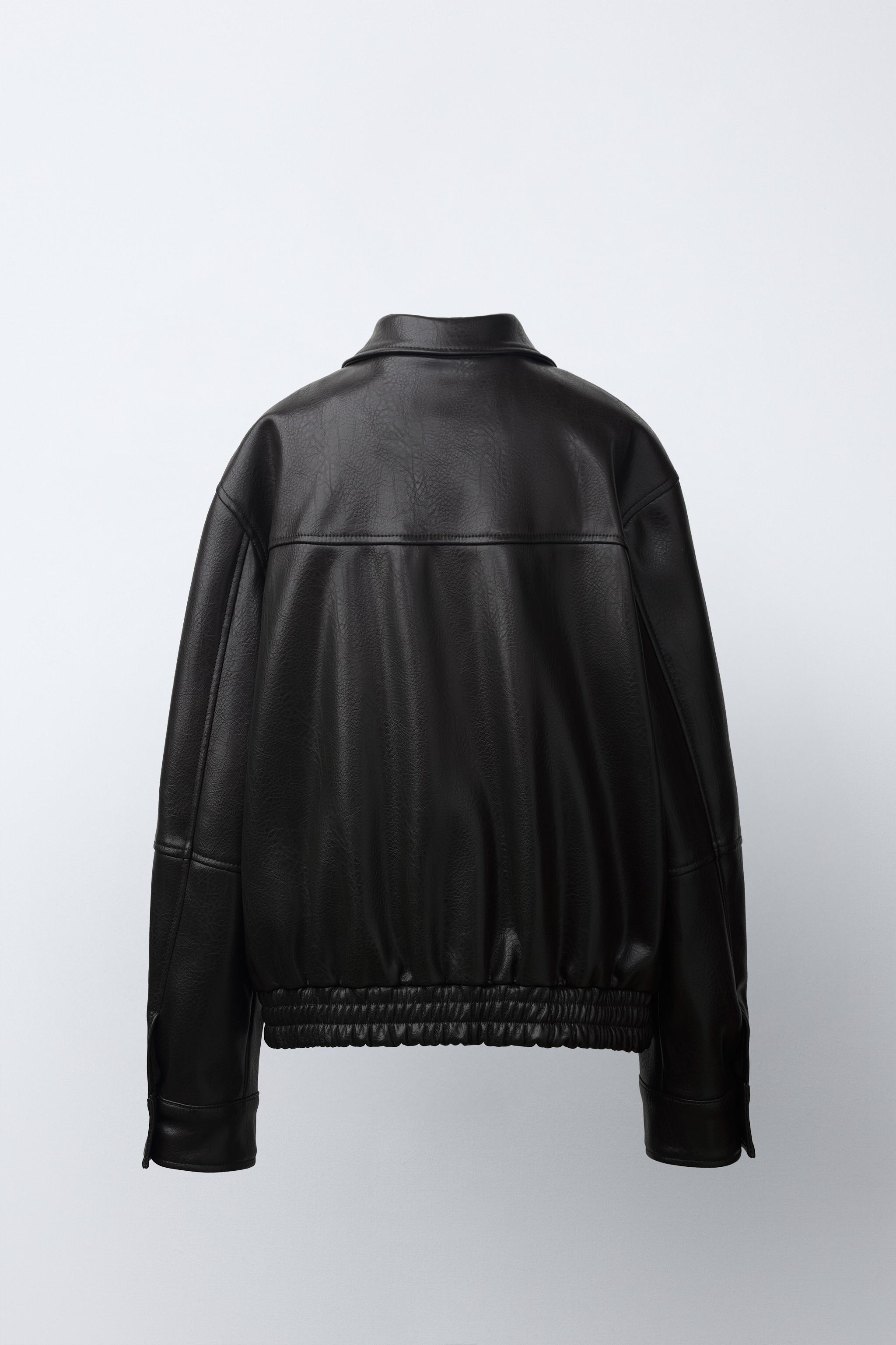 LEATHER EFFECT BOMBER JACKET - Brown | ZARA South Africa