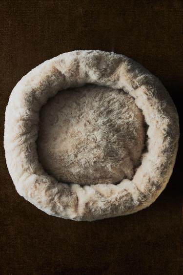 ROUND FUR PET BED — Beige 1
