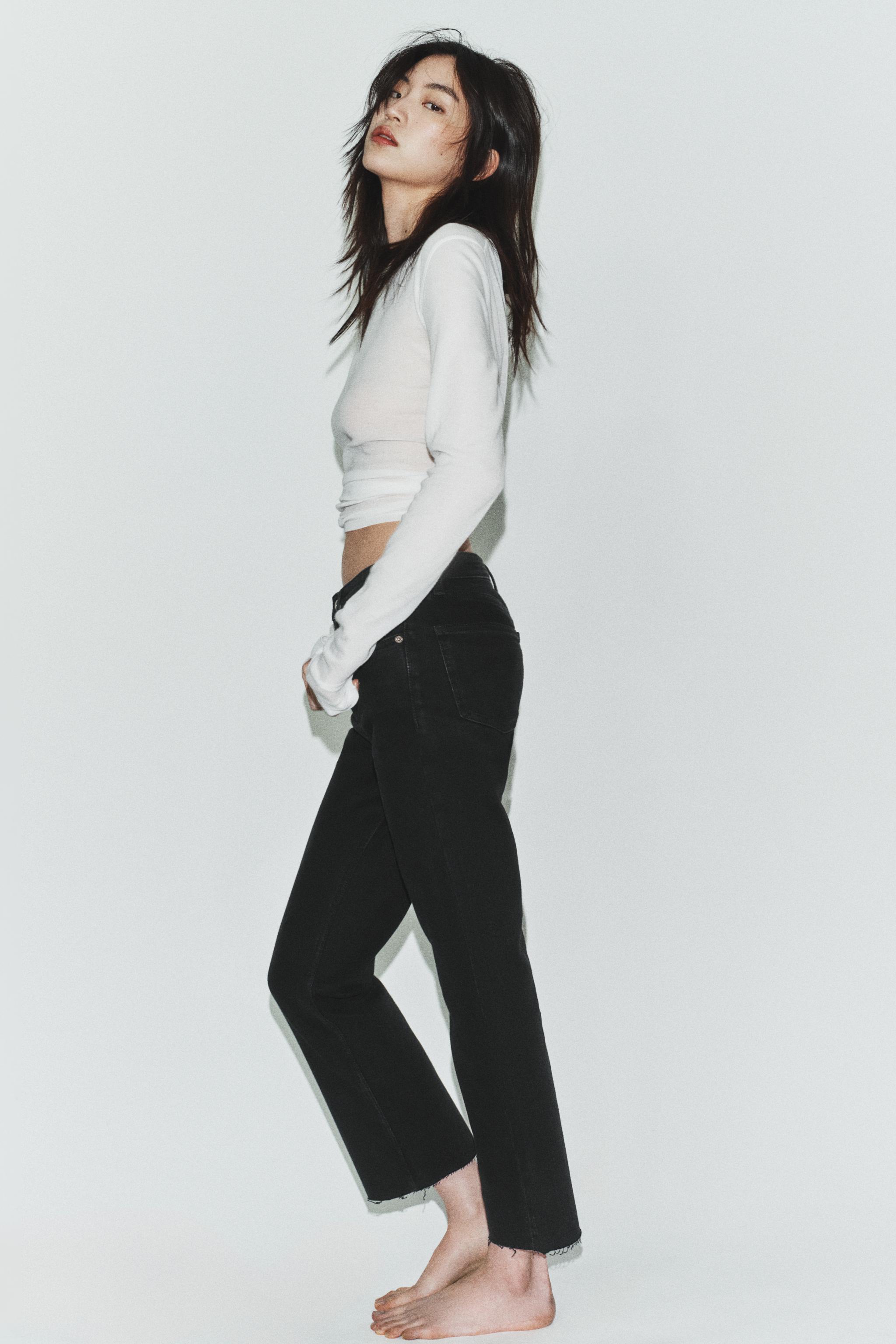 TRF HIGH-WAIST CROPPED FLARE JEANS