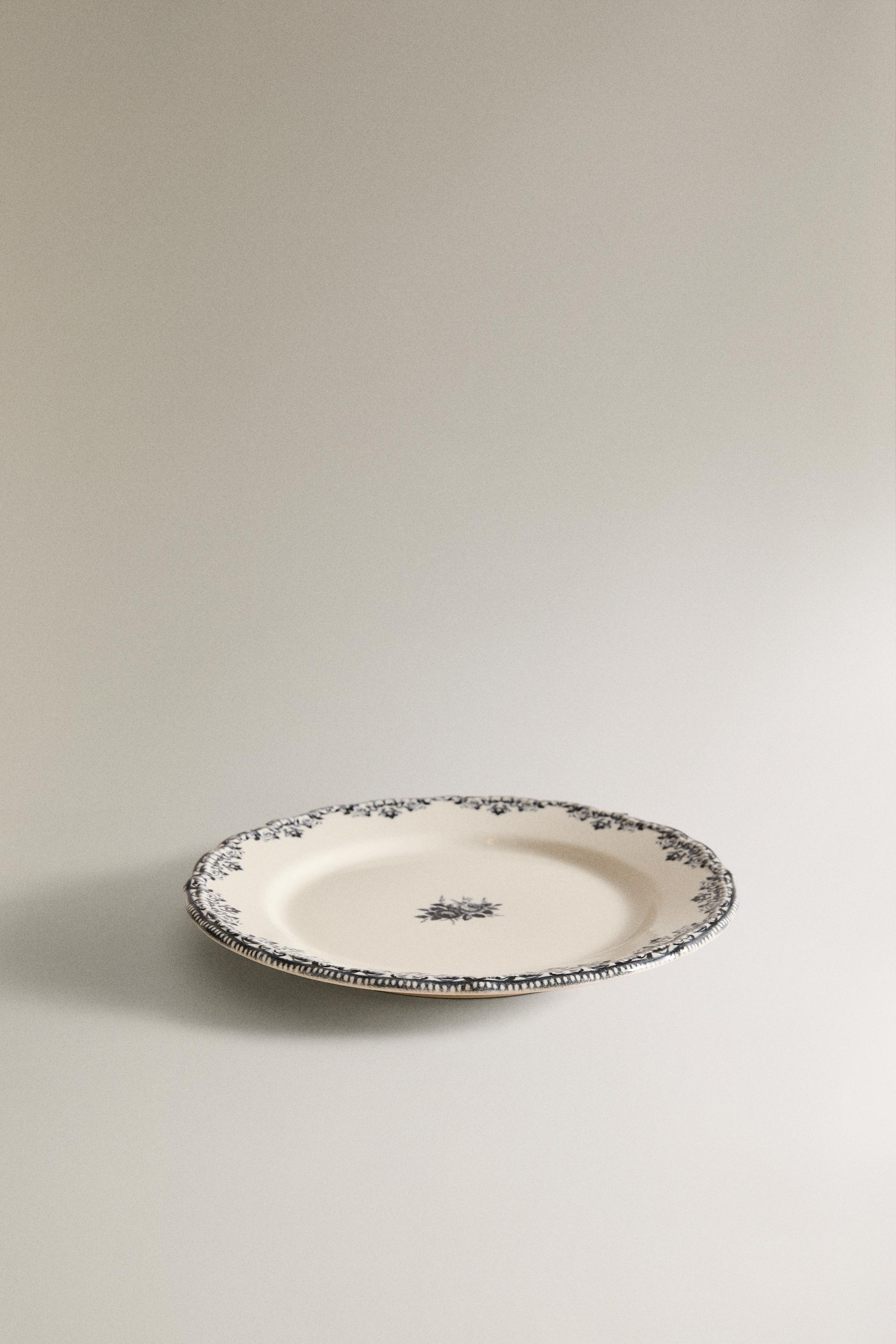 PLACEMENT PRINT DESSERT PLATE — Blue / Gray