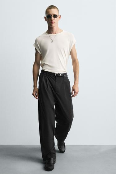 PANTALON COUPE LARGE PLIS - Gris anthracite de Zara - Image 4