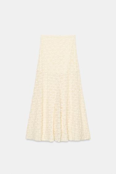 LONG LACE SKIRT - Light yellow by Zara - Image 4