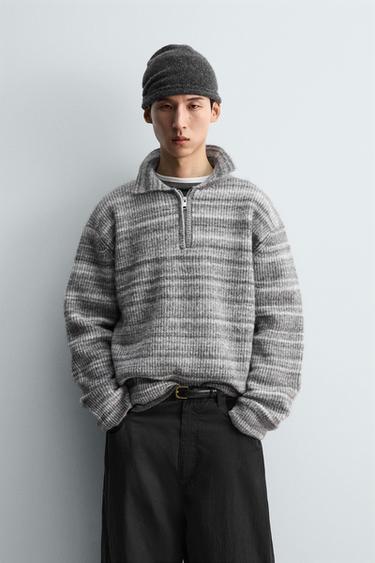 KNIT POLO SHIRT WITH ZIP - Grey by Zara