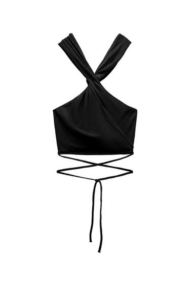 KNIT CROP HALTER TOP
