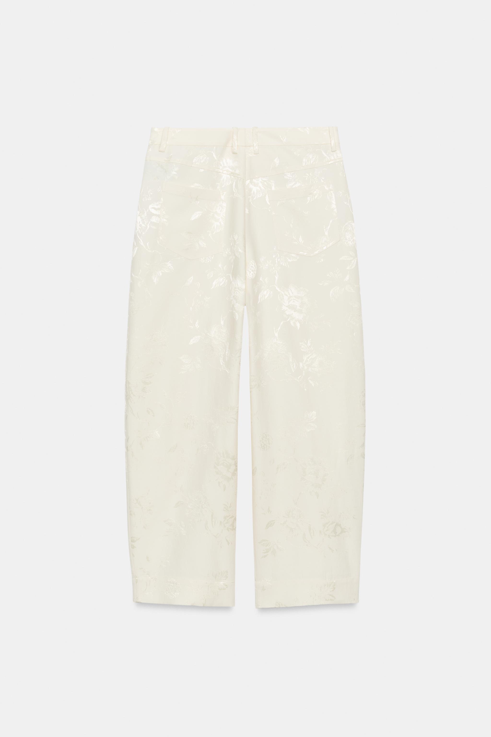 Женские брюки Zara ZW COLLECTION JACQUARD BARREL PANTS — фото 8