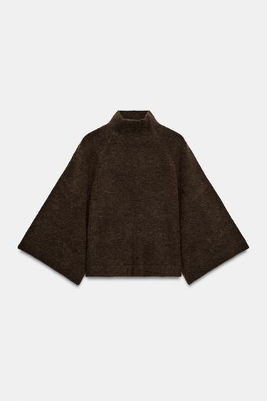 HIGH NECK KNIT JUMPER - Brown by Zara - Image 0