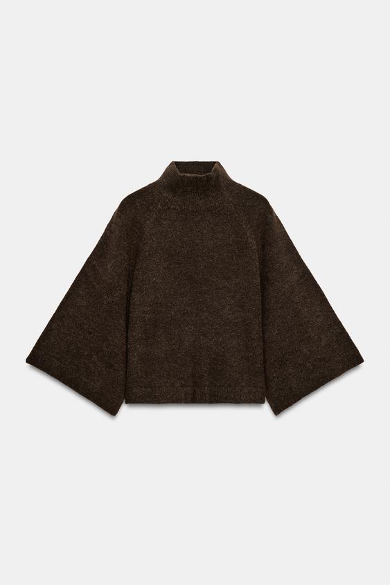 JERSEY PUNTO CUELLO SUBIDO - Marrón de Zara - Imagen 0