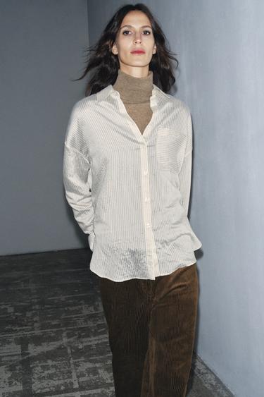 CHEMISE FLUIDE À RAYURES ZW COLLECTION - Blanc / Noir de Zara - Image 4