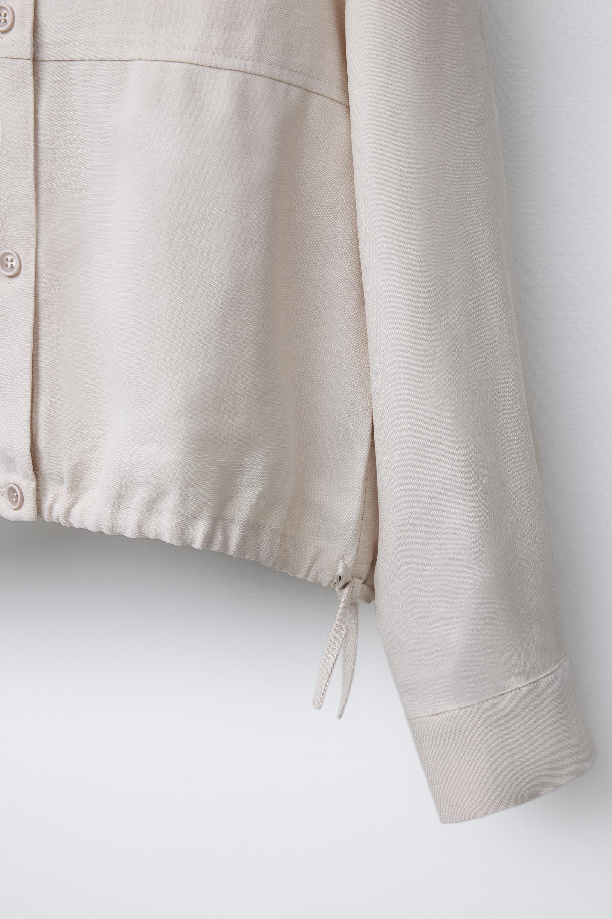 カットソー(長袖/七分) LEINWANDE/Pleats Jersey Top/Beige ZW COLLECTION PLEATED EMBROIDERED SHIRT - Beige-pink | ZARA