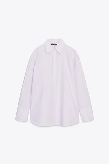 OVERSIZE POPLIN SHIRT WITH BACK TIES - Lilac by Zara