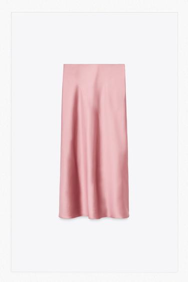 SATIN MIDI SKIRT - Pink by Zara
