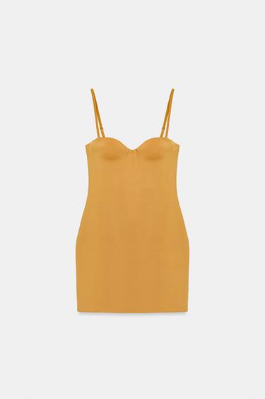 SHORT STRAPPY DRESS - Dark yellow by Zara - Image 0