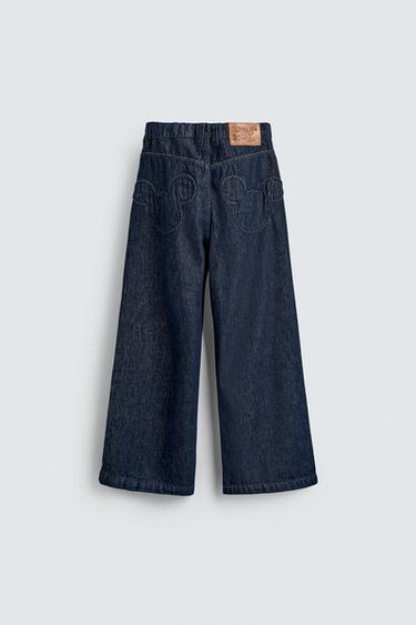 MICKEY SILHOUETTE PATCH WIDE-LEG JEANS HARRY LAMBERT FOR ZARA X DISNEY - Blue by Zara