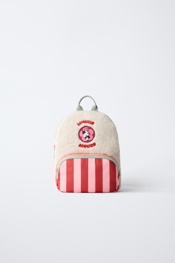 fauz fur mini backpack zara MINNIE MOUSE © DISNEY FAUX SHEARLING BACKPACK - Pink