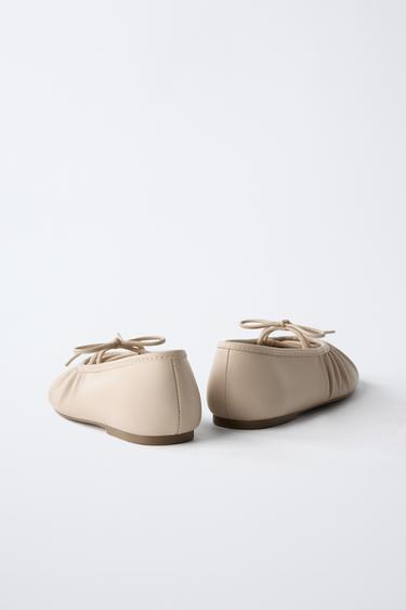 LEATHER BALLET FLATS - Sand Brown by Zara - Image 4