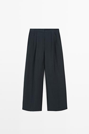 Flowing semi-sheer pants - STUDIO — Navy blue 2