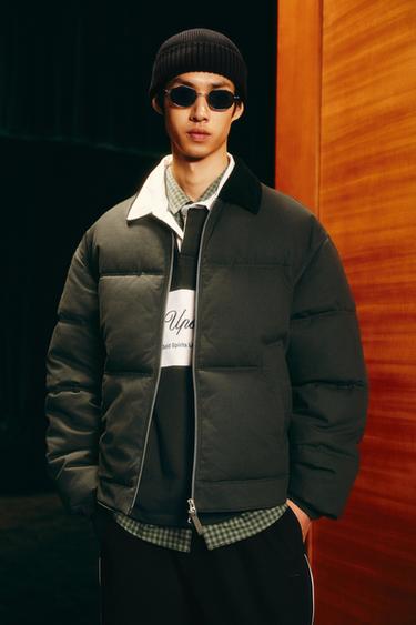 RELAXED FIT PADDED JACKET - Mid-green by Zara