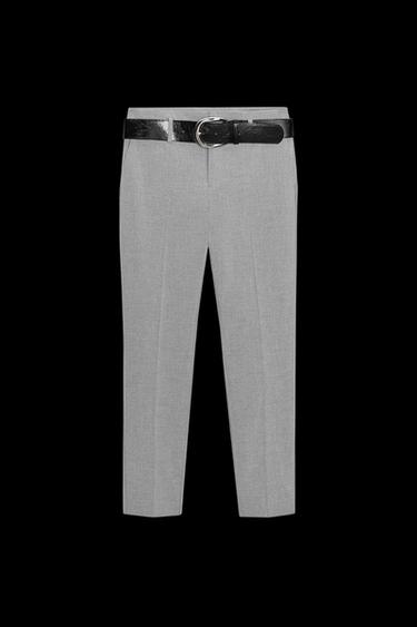 PANTALÓN ESTRECHO CINTURÓN - Gris de Zara - Imagen 0