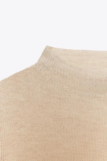 PULL EN MAILLE À COL CHEMINÉE - Sable de Zara - Image 6