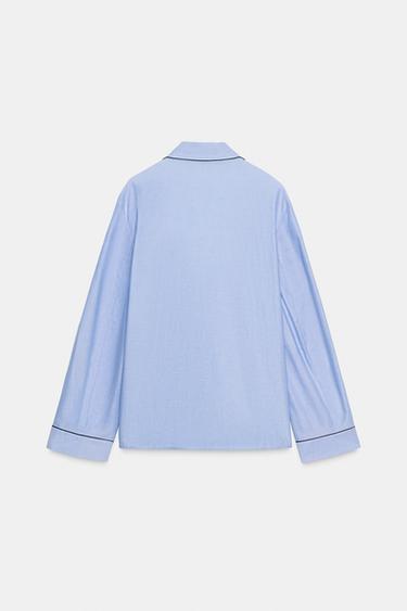 ZW COLLECTION CONTRAST PIPING WRAP SHIRT - Blue by Zara - Image 7