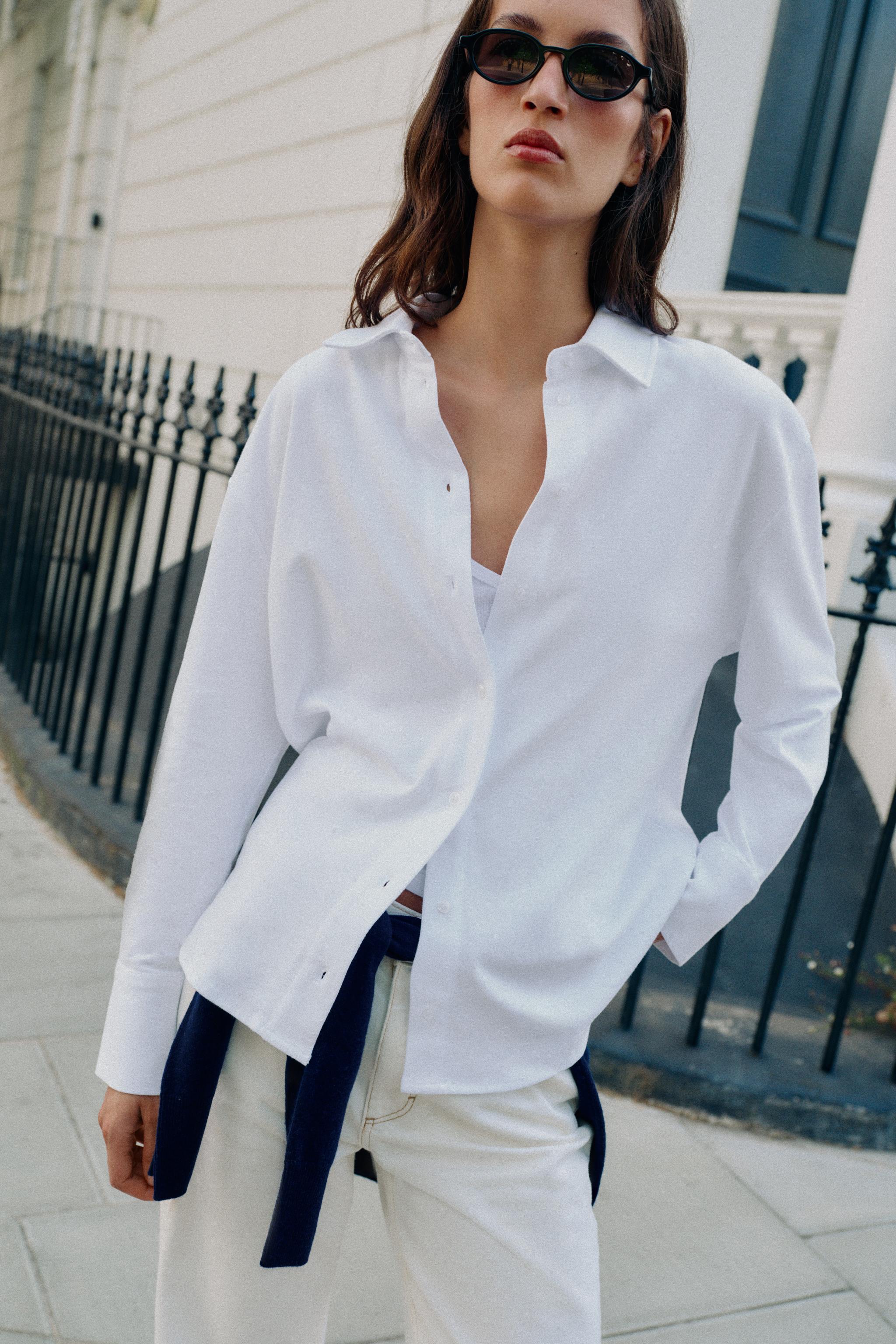 Женские рубашки Zara 100% Cotton Button-Up Shirt — фото 2