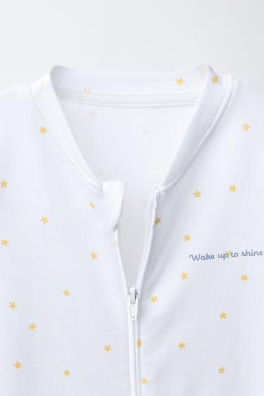 TWO-PACK OF WARM STRIPED AND STAR PRINT SLEEPSUITS WITH CONVERTIBLE FEET - Ecru / Blue by Zara - Image 3