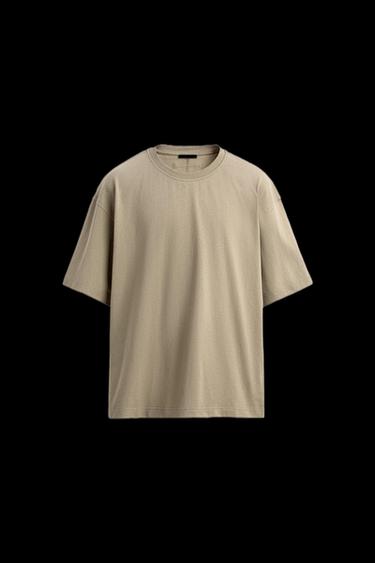 HEAVYWEIGHT-T-SHIRT MIT INSIDE-OUT-EFFEKT - Sandfarben von Zara