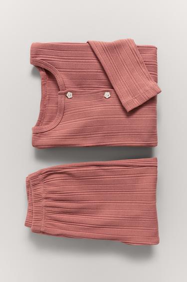 ZARA TIMELESS - PLAIN COTTON PYJAMAS WITH BUTTONS - Pink by Zara