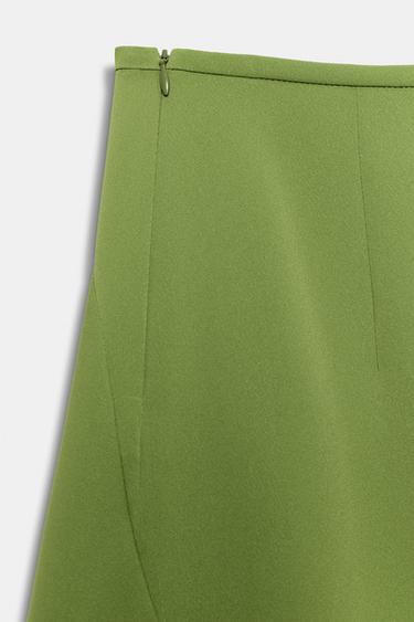 ZW COLLECTION ASYMMETRIC HEM MINI SKIRT - Green by Zara - Image 9