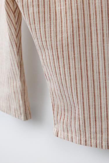 SALOPETTE LONGUE À RAYURES AVEC COTON ET LIN - Rouge orangé de Zara - Image 3