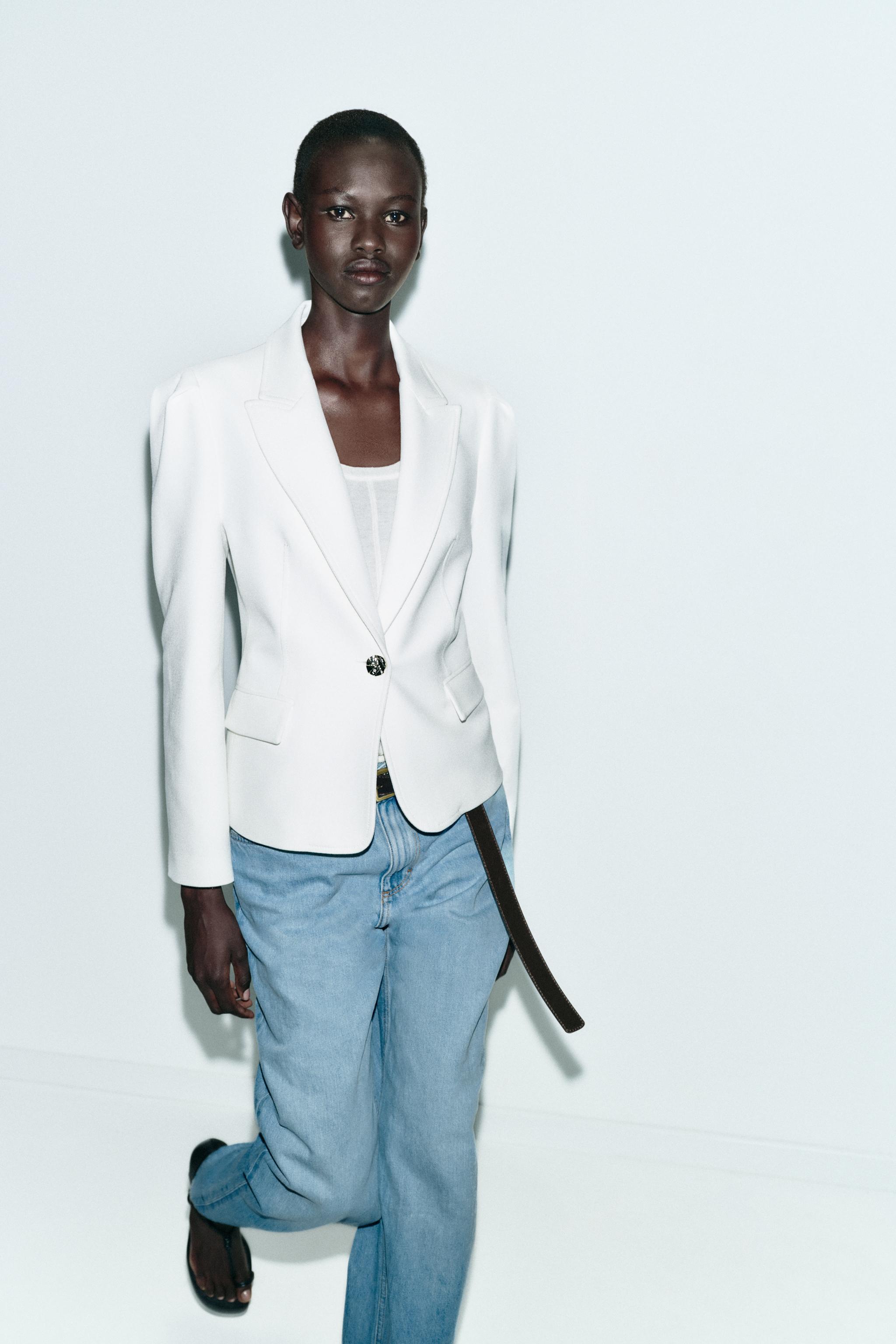 zara short blazer with contrast ties