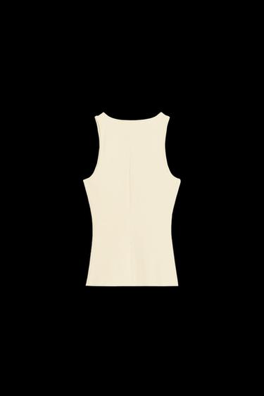 RIBBED STRAPPY TOP - Cream by Zara