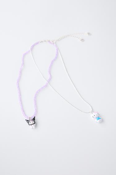 HELLO KITTY AND KUROMI © SANRIO BEAD NECKLACE TWO-PACK - Silver by Zara - Image 1