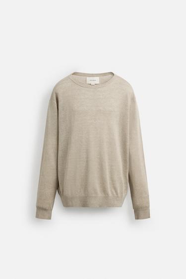 LIGHTWEIGHT LINEN SWEATER - Beige marl by Zara