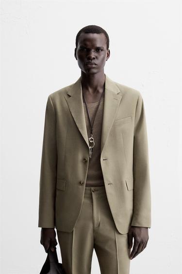 TEXTURED SUIT BLAZER - Brown / Taupe by Zara