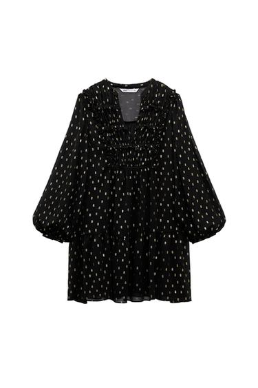 DOTTED MESH METALLIC THREAD DRESS