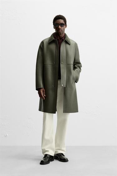 SOBRETUDO DE POLIURETANO COMBINADO - Verde-escuro da Zara
